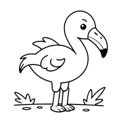 Simple vector illustration of flamingo hand drawn for kids page