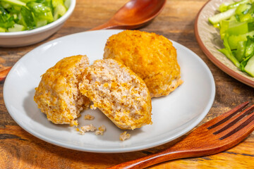 Chicken patties or cutlets with carrots. Baked cutlets for keto diet.