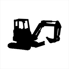 Excavator silhouette icon logo vector illustration isolated on white background