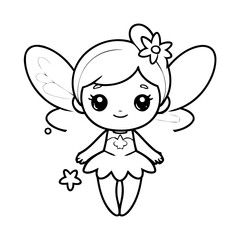 Simple vector illustration of fairy drawing for children page