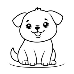 Simple vector illustration of Puppy drawing for kids colouring page