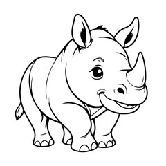 Simple vector illustration of Rhino for children colouring activity