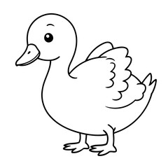 Simple vector illustration of Goose colouring page for kids