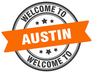 Welcome to Austin stamp. Austin round sign