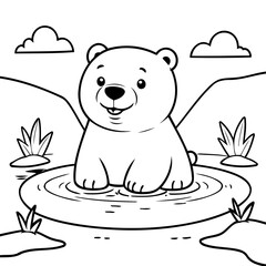Simple vector illustration of Polarbear drawing for children page