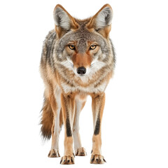 Obraz premium A coyote confidently stands in front of a plain Png background, a coyote isolated on transparent background