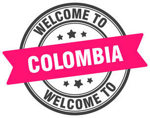 Welcome to Colombia stamp. Colombia round sign