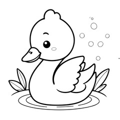 Cute vector illustration Swan doodle for children worksheet
