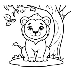 Vector illustration of a cute Lion doodle for children worksheet