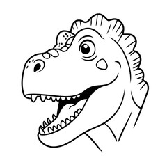 Simple vector illustration of Dino drawing for kids colouring activity