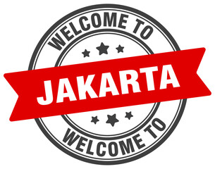Obraz premium Welcome to Jakarta stamp. Jakarta round sign