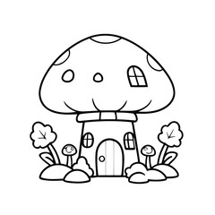 Cute vector illustration mushroom for kids coloring activity page