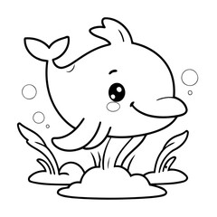 Obraz premium Cute vector illustration Whale doodle for toddlers worksheet