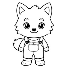 Cute vector illustration Wolf drawing for kids colouring activity
