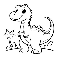 Cute vector illustration Dino doodle for kids coloring worksheet