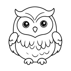 Simple vector illustration of Owl outline for colouring page