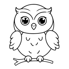 Vector illustration of a cute owl doodle for children worksheet