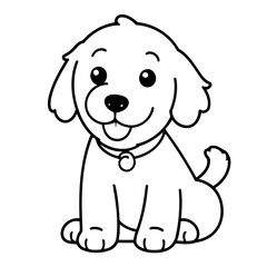 Cute vector illustration Labradoodle drawing for toddlers colouring page