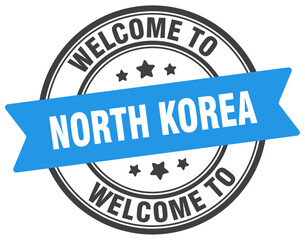 Fototapeta premium Welcome to North Korea stamp. North Korea round sign