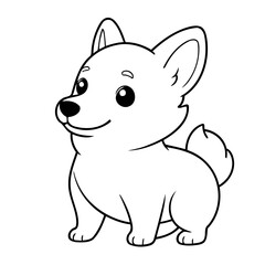 Vector illustration of a cute WelshCorgi doodle for children worksheet