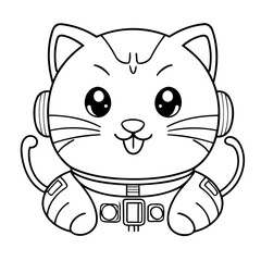 Cute vector illustration Cat doodle black and white for kids page