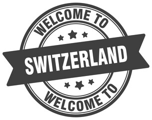 Obraz premium Welcome to Switzerland stamp. Switzerland round sign