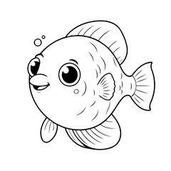 Simple vector illustration of Blobfish for kids coloring page