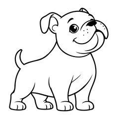 Cute vector illustration Bulldog doodle black and white for kids page