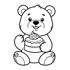 Vector illustration of a cute Bear drawing for kids page