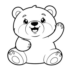 Cute vector illustration Bear doodle black and white for kids page