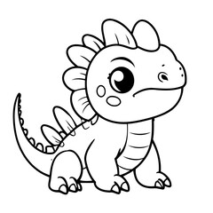 Simple vector illustration of Iguana outline for colouring page
