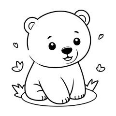 Cute vector illustration polarbear drawing for kids colouring page