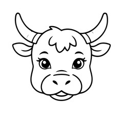 Cute vector illustration Bull for kids coloring activity page