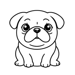 Cute vector illustration Pug drawing for toddlers book