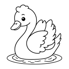 Cute vector illustration Swan doodle for children worksheet