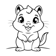 Vector illustration of a cute Chipmunk drawing for kids page