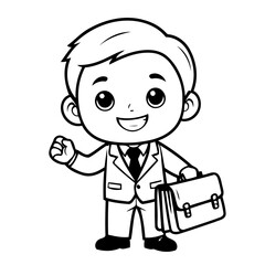 Cute vector illustration Businessman drawing colouring activity