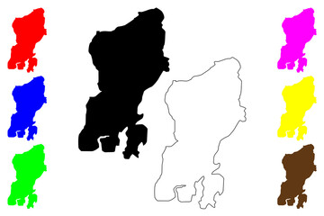 Obraz premium Muna Island (Subdivisions of Indonesia, Provinces of Indonesia) map vector illustration, scribble sketch Muna map