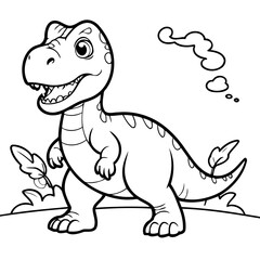 Simple vector illustration of TRex for toddlers colouring page