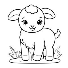 Cute vector illustration Lamb doodle for toddlers coloring activity
