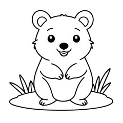 Cute vector illustration quokka hand drawn for kids coloring page