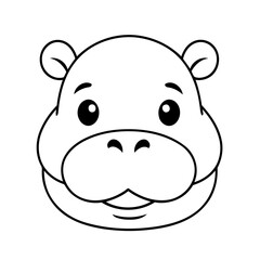 Simple vector illustration of Hippo hand drawn for kids coloring page