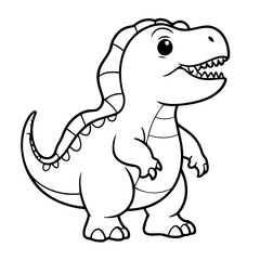 Cute vector illustration TRex hand drawn for kids coloring page