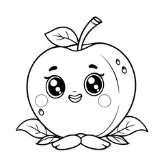 Cute vector illustration apple doodle for kids colouring page