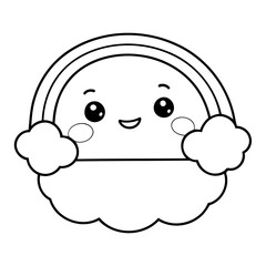 Vector illustration of a cute Rainbow doodle colouring activity for kids