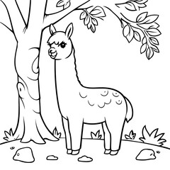 Cute vector illustration Llama doodle for toddlers worksheet