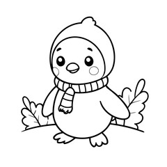 Cute vector illustration Penguin for kids colouring worksheet