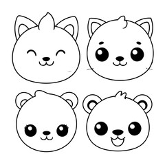 Simple vector illustration of Animal hand drawn for toddlers