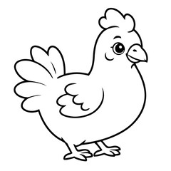 Simple vector illustration of hen drawing for toddlers coloring activity