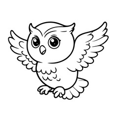 Simple vector illustration of Owl drawing for kids colouring activity